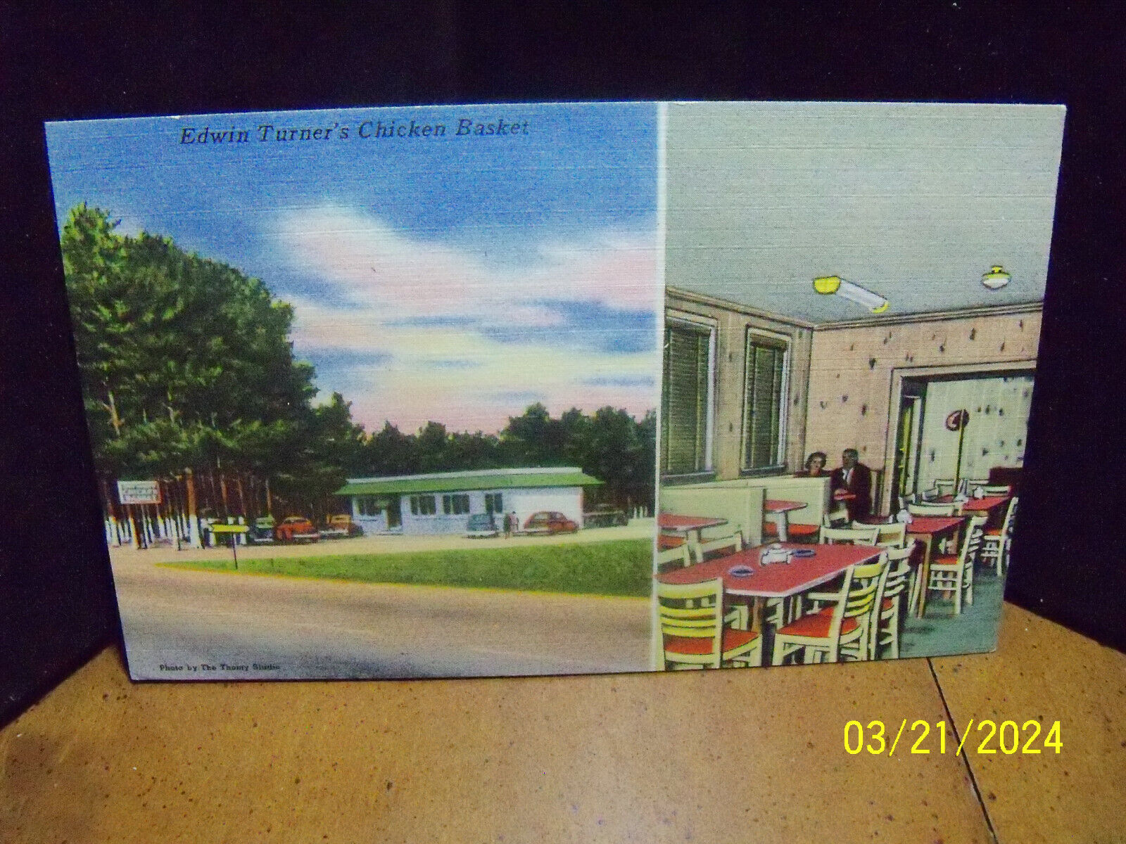 1940-50s Edwin Turner's Chicken Basket Restaurant Florence SC S Carolina