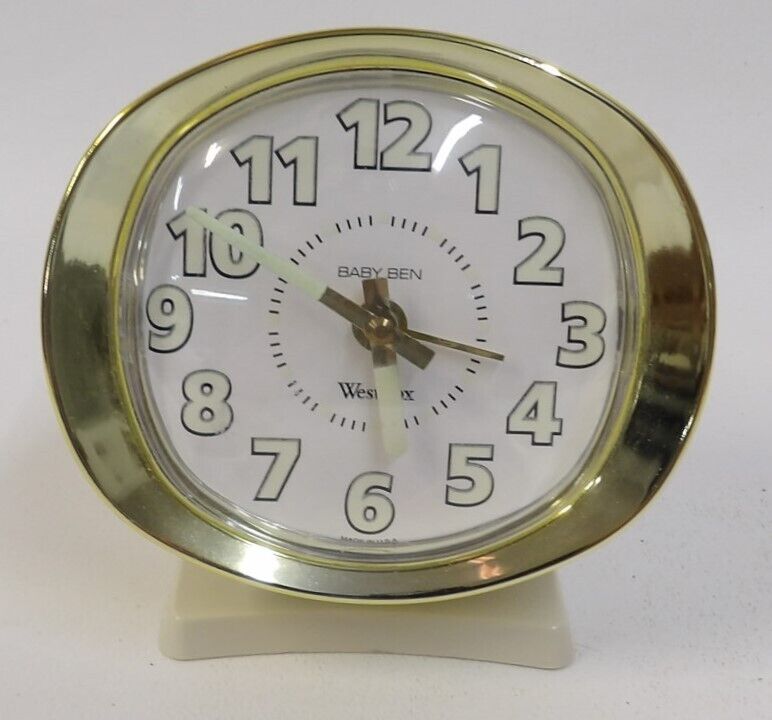 Vintage Westclox USA Baby Ben Wind Up Alarm Clock with Luminous Hands