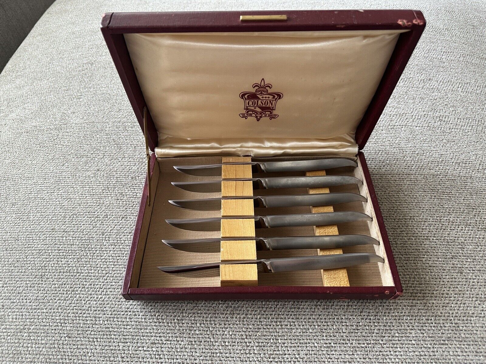 COLSON Stainless Steel Steak Knives in Wooden Box AUSTRIA