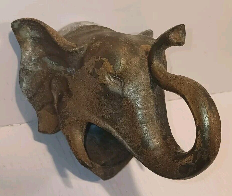 VTG Frankart Art Deco Metal Elephant Bust Head Ashtray Dish Wall Fountain Brass