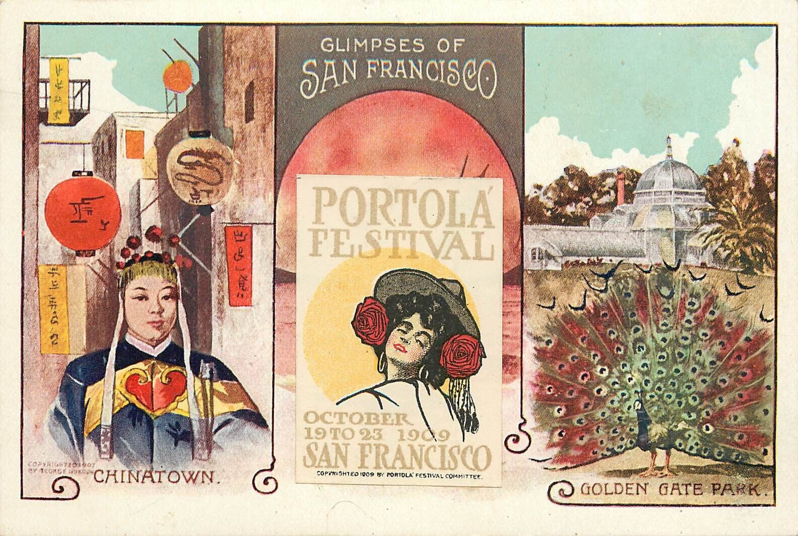 Portola Festival Postcard Glimpses Of San Francisco 1909 Chinatown Golden Gate