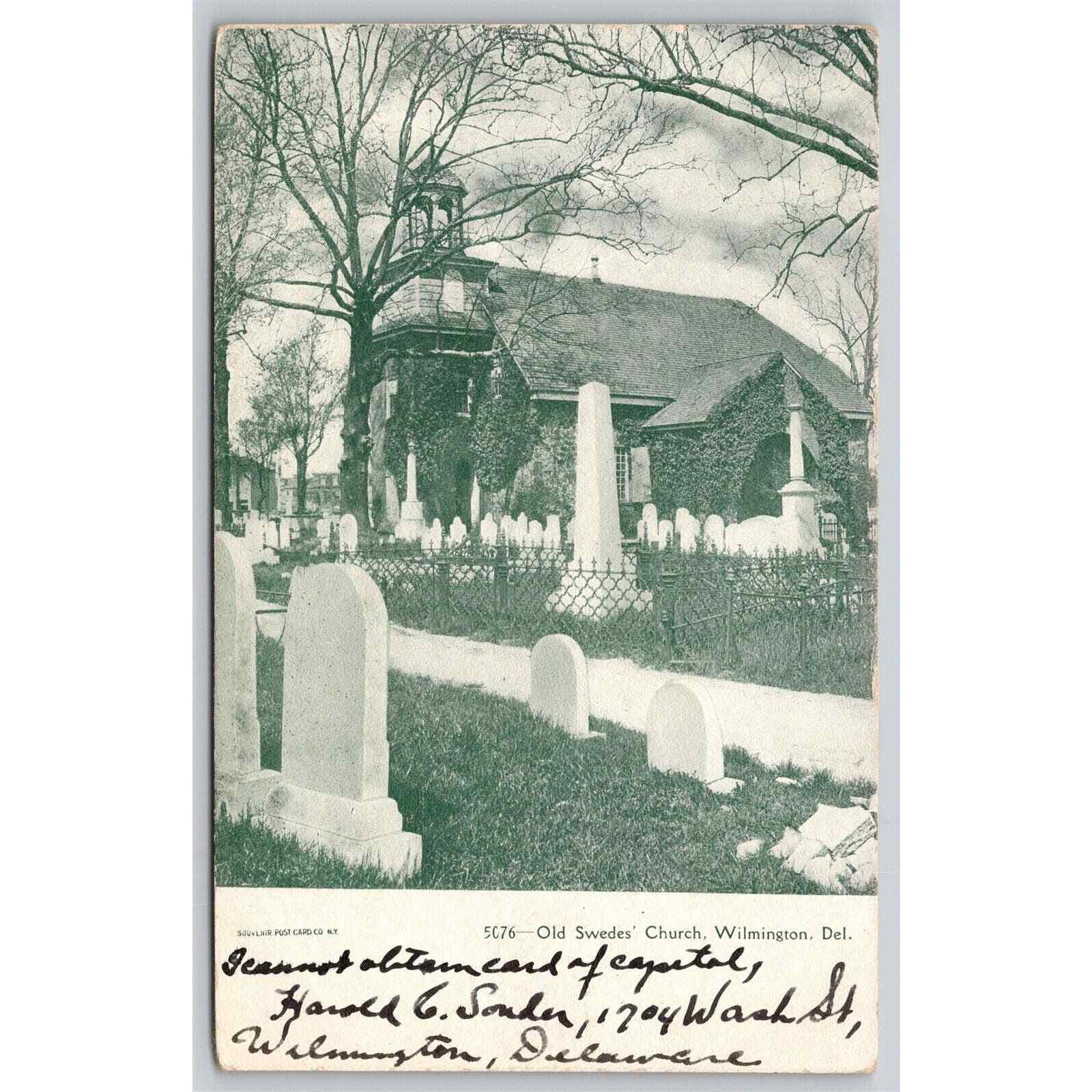 Postcard DE Wilmington Old Swedes Church Cemetery