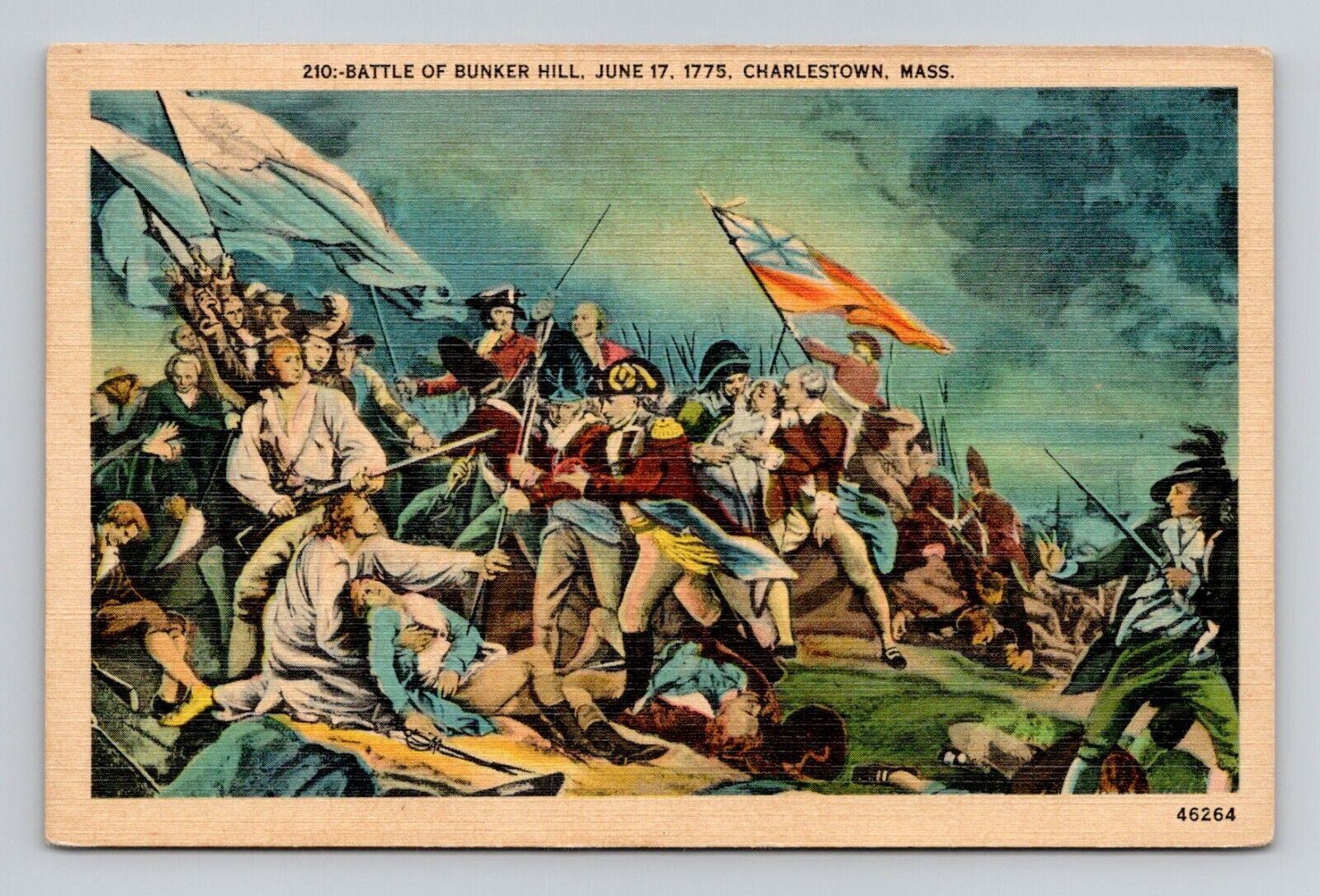 Postcard Battle of Bunker Hill Charlestown Massachusetts MA, Vintage Linen L9