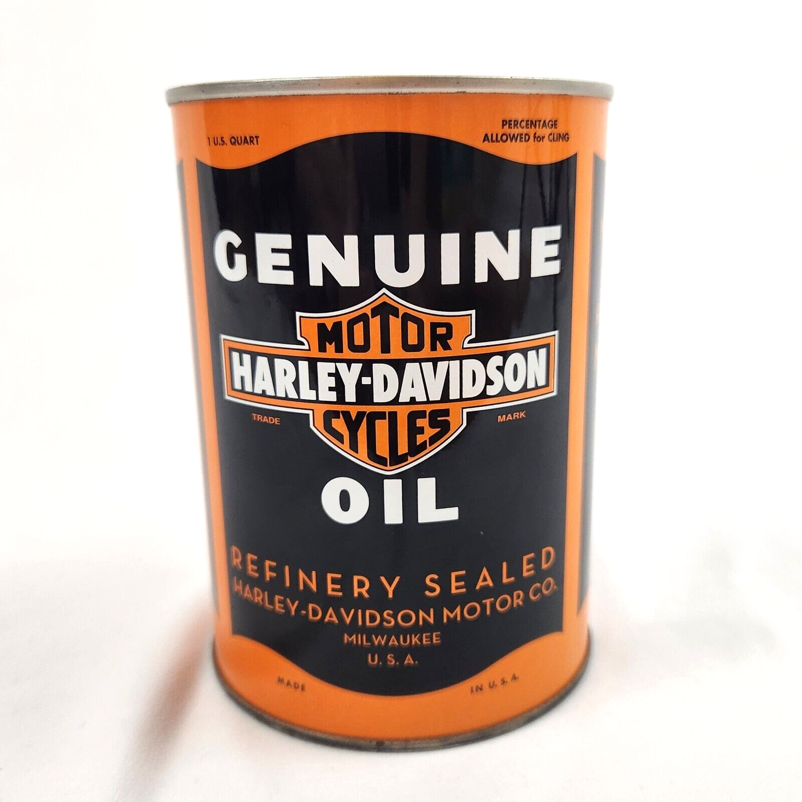Vintage Harley Davidson Genuine Motor Oil Can 1 Quart Full Ltd. Edition 20W-50