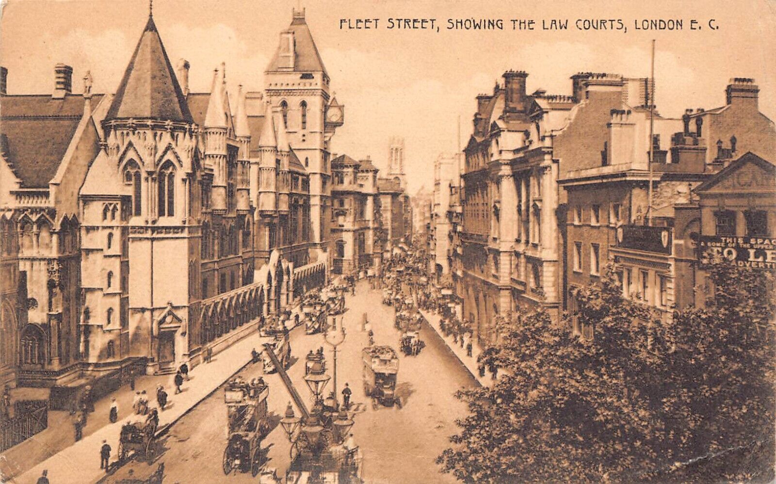 UK Postcard London Law Courts Fleet Street View c1911 Antique Vintage Edwardian
