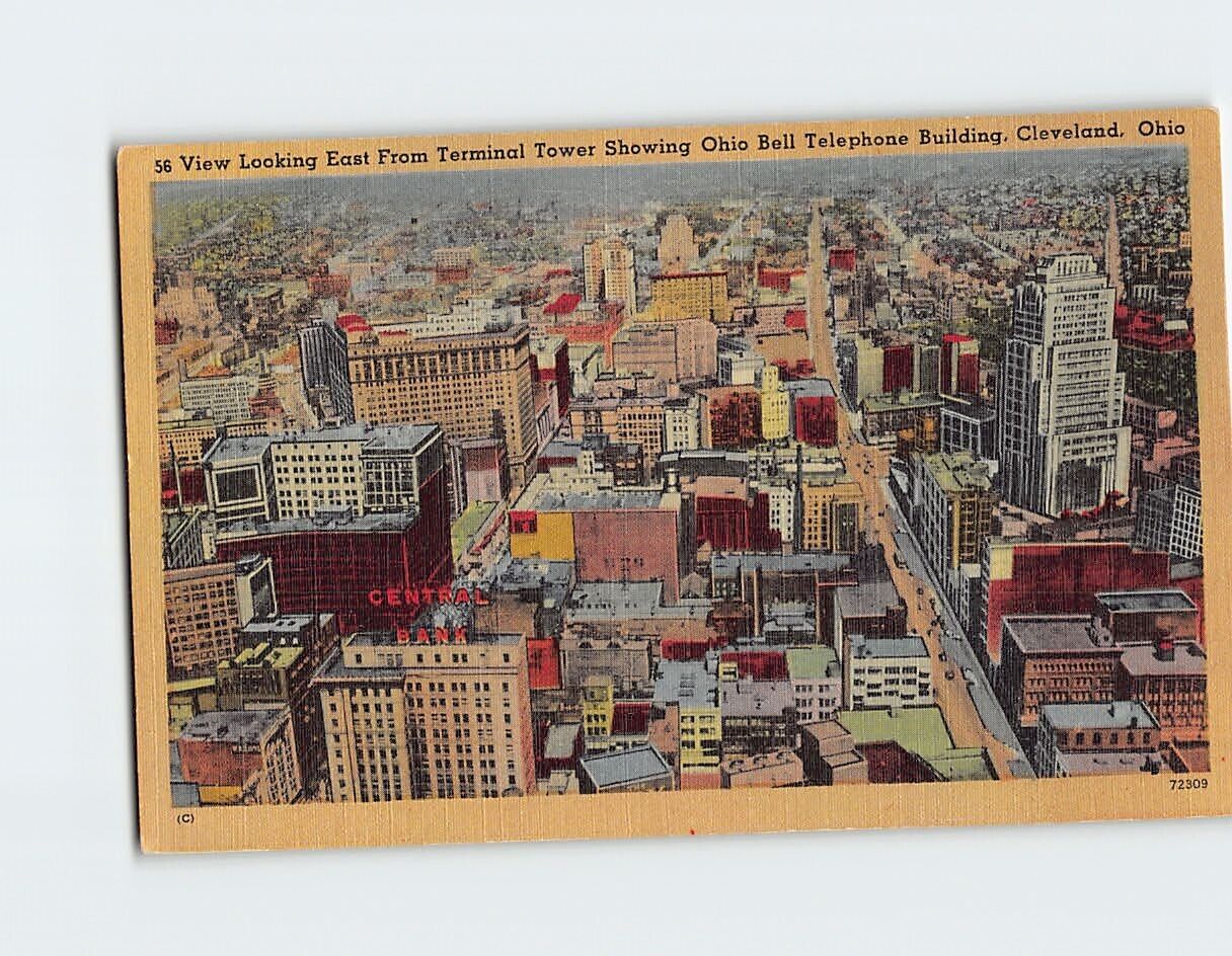 Postcard View Looking East Ohio Bell Telephone Bldg. Cleveland Ohio USA