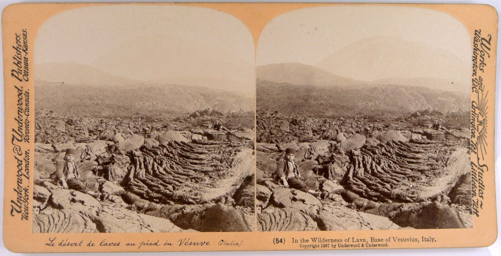 Italy.Italy.Italia.Vesuvius.Vesuvius.Lava Desert.Vesuvius.Stereo Photo 1897.
