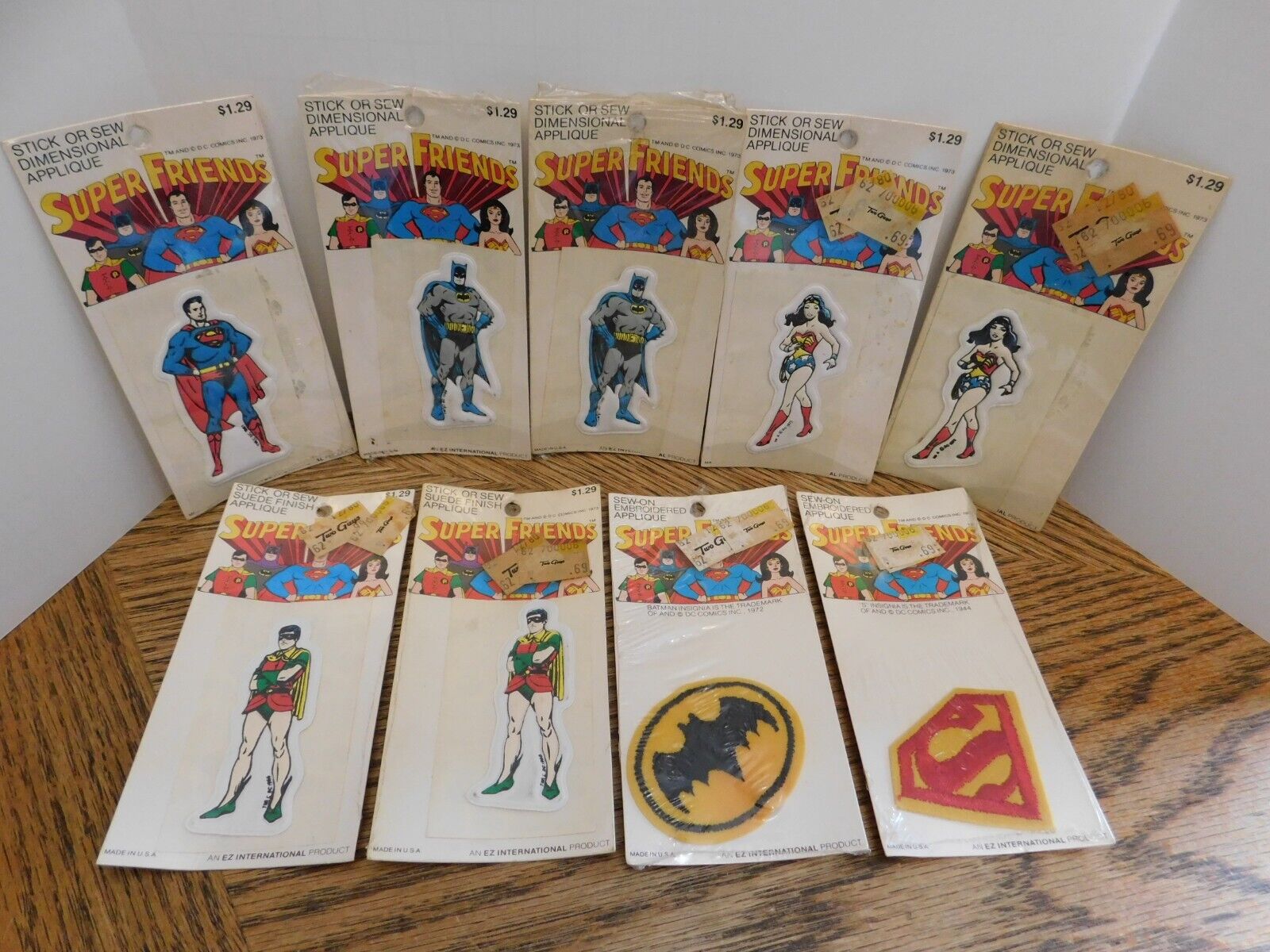 Vintage 1973 DC Comics Super Friends Stick Sew Dimensional Applique Stickers