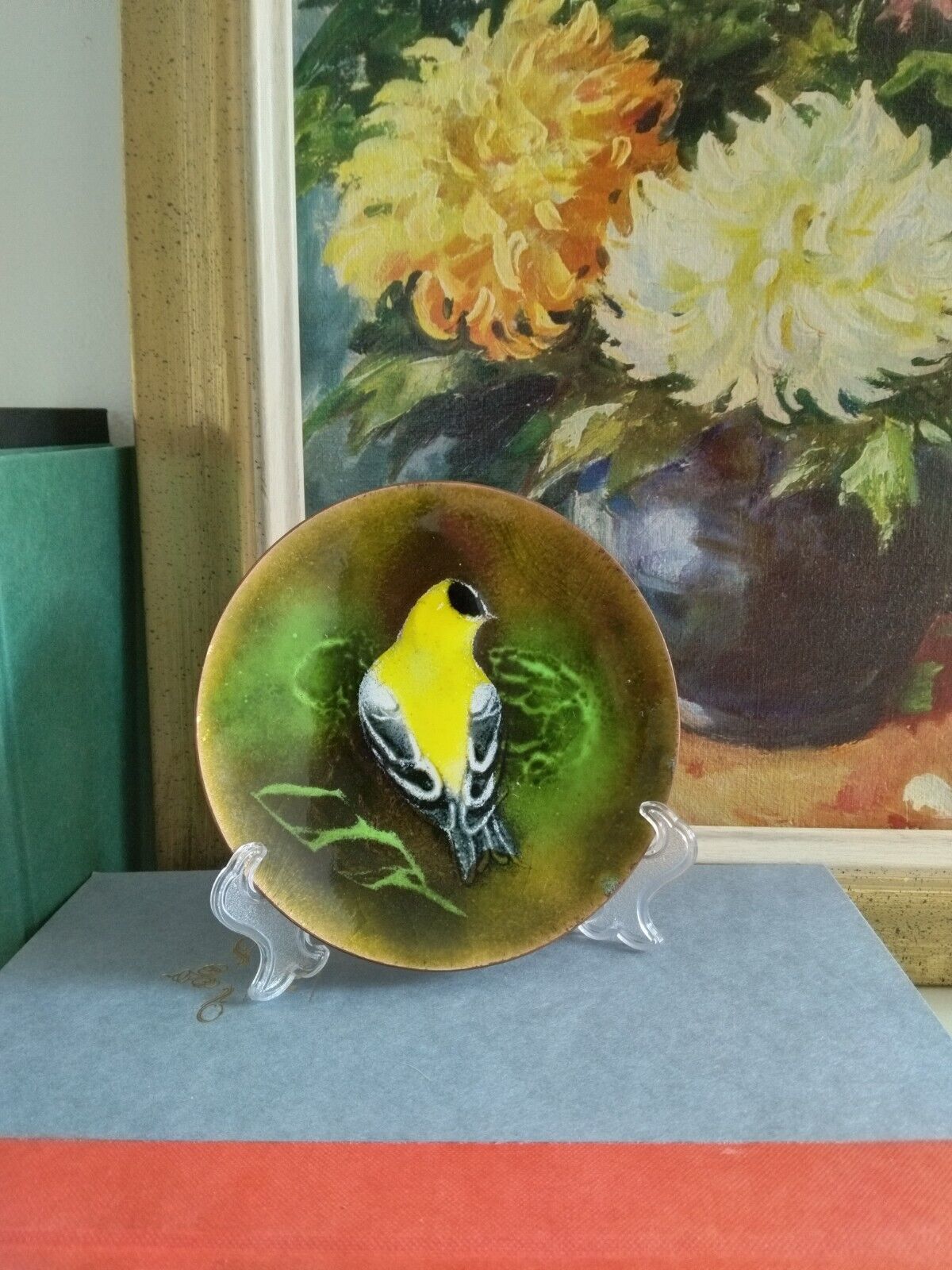 Vintage Norman Brumm Yellow Goldfinch Enameled  Plate 5