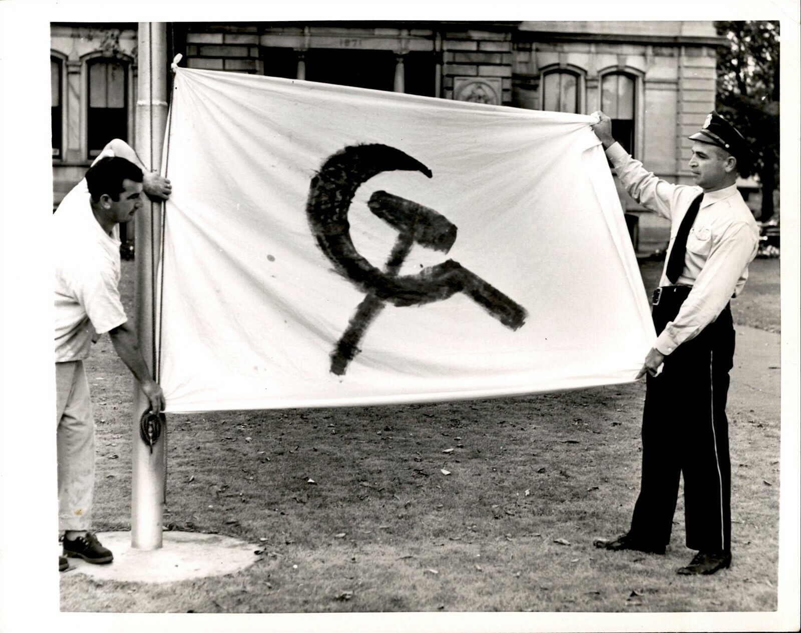 GA115 1953 Original Photo FLAG GAG Pittsfield Massachusetts Communist Pittsfield