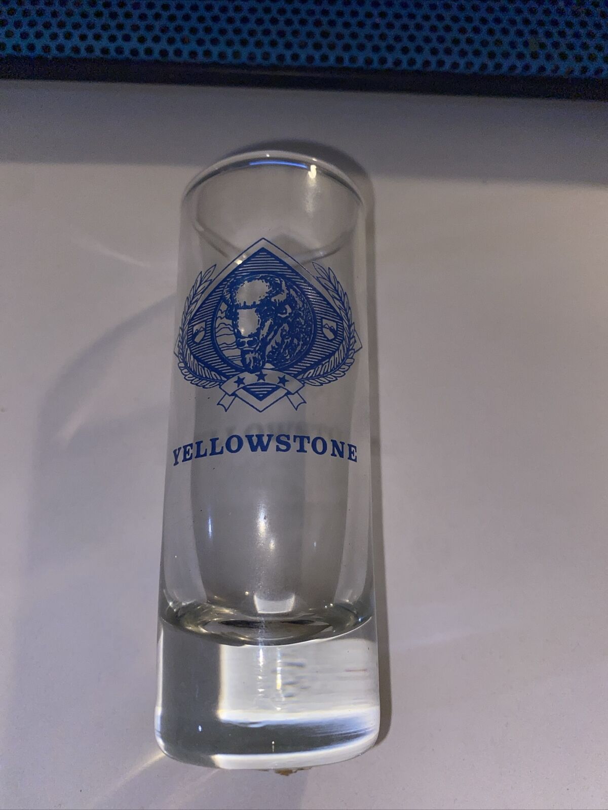 Vintage Shot Glass Yellowstone National Park Bison Clear Tall 4\