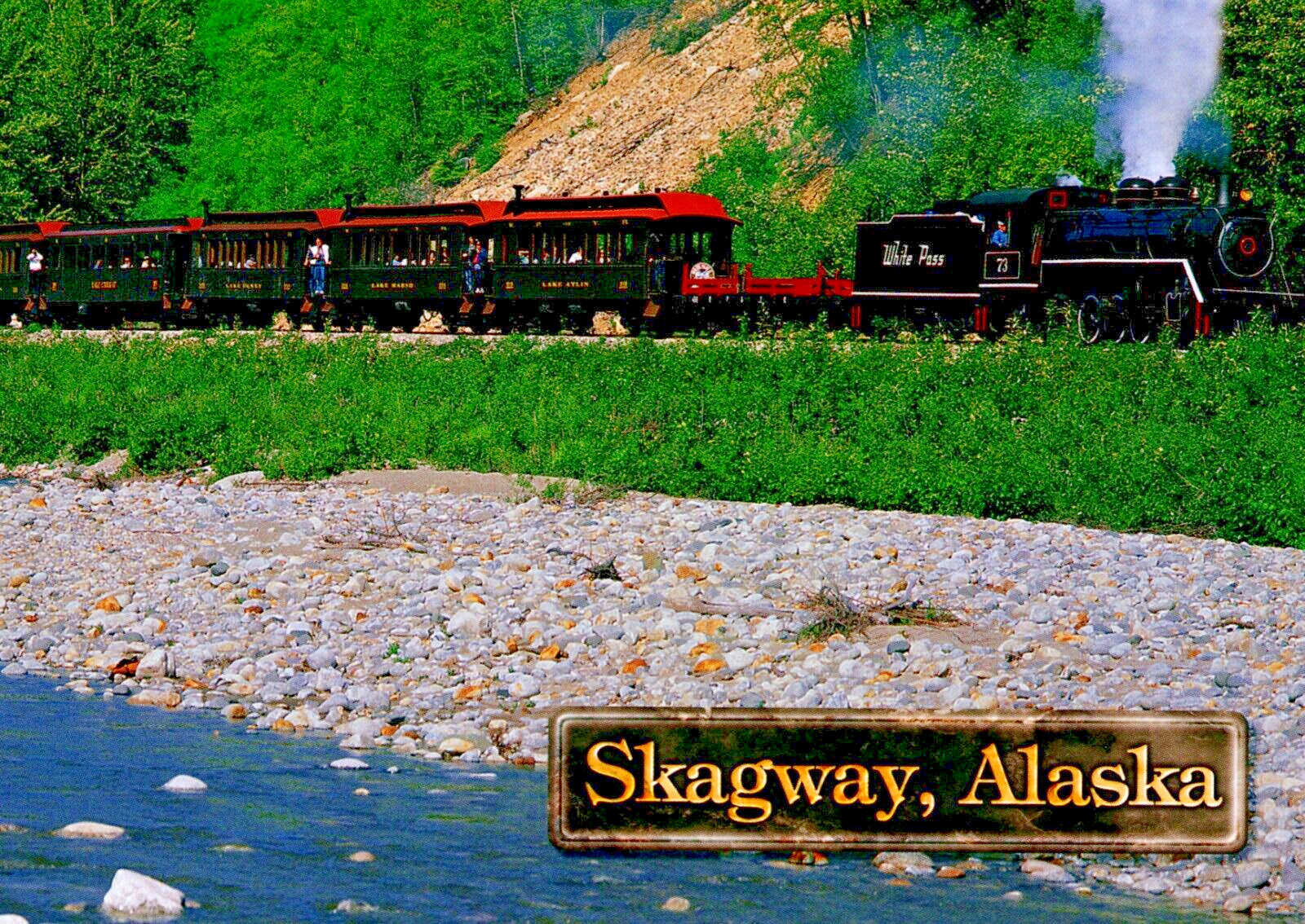 White Pass Yukon Railroad Engine Number 73 Skagway Alaska 6x4 Postcard CP327