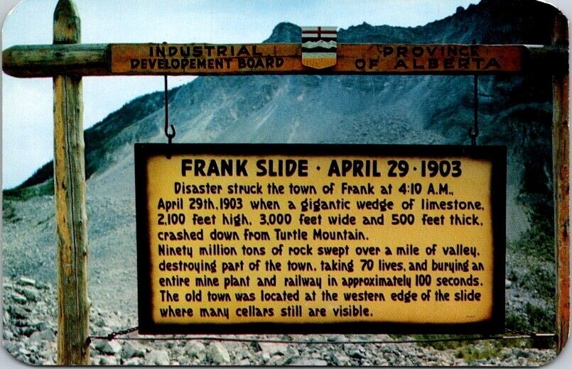 Postcard Site 1903 Landslide that Destroyed Part of Frank Alberta Canada   11012