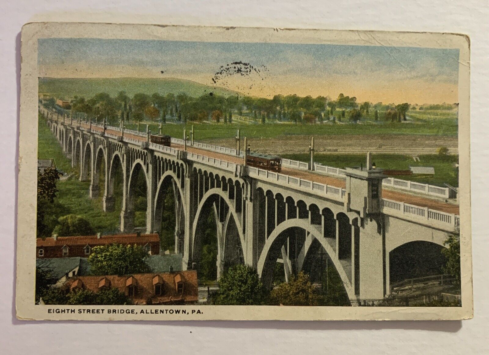 VTG Allentown PA Eighth Street Bridge Postcard  c1923. DVB PSD WB