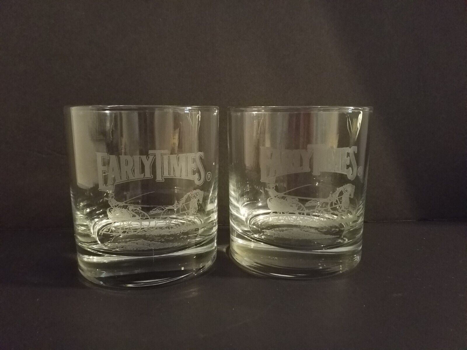 1994 Early Times Kentucky Whiskey Glasses Holiday Glasses With Horse And Sleigh