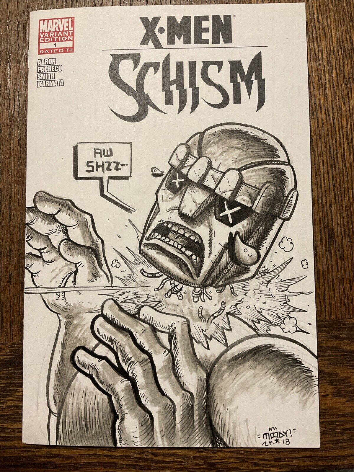 Xmen Schism Number 1 sketch cover with original art by Buster Moody, 2018