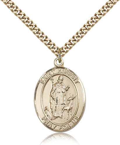 Saint Hubert Of Liege Medal For Men - Gold Filled Necklace On 24 Chain - 30 ...