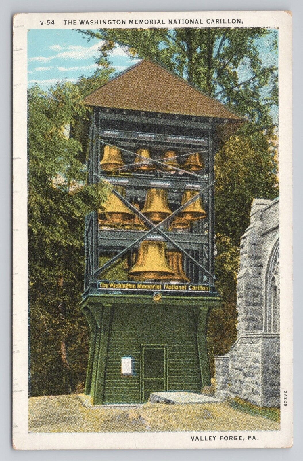 Postcard The Washington Memorial National Carillon Valley Forge PA c1920