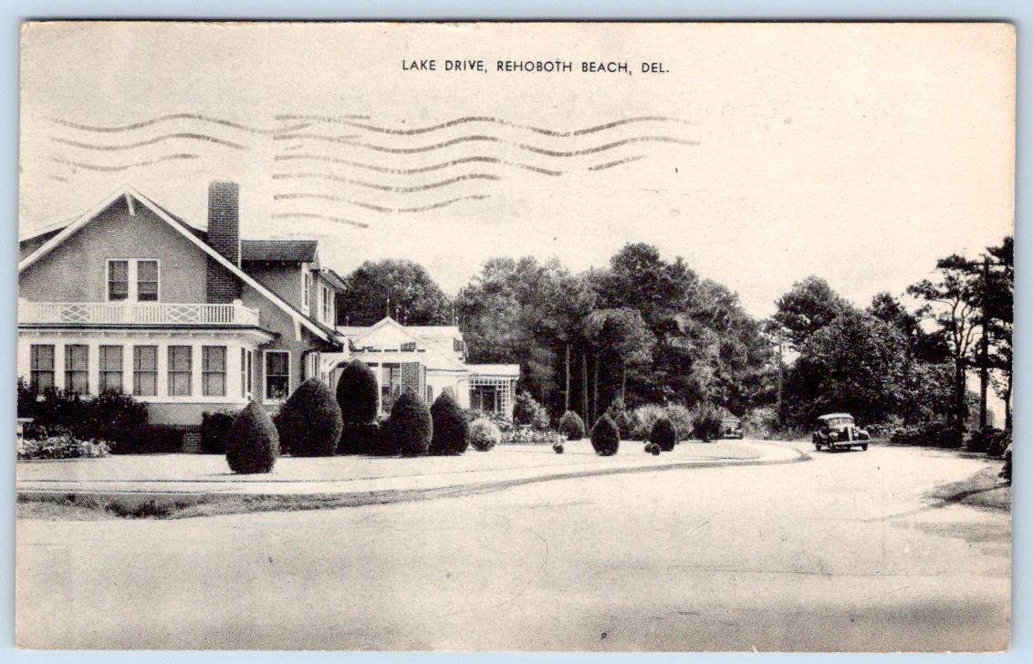 1960 REHOBOTH BEACH DELAWARE LAKE DRIVE HOUSES SENT TO DENTON MD POSTCARD