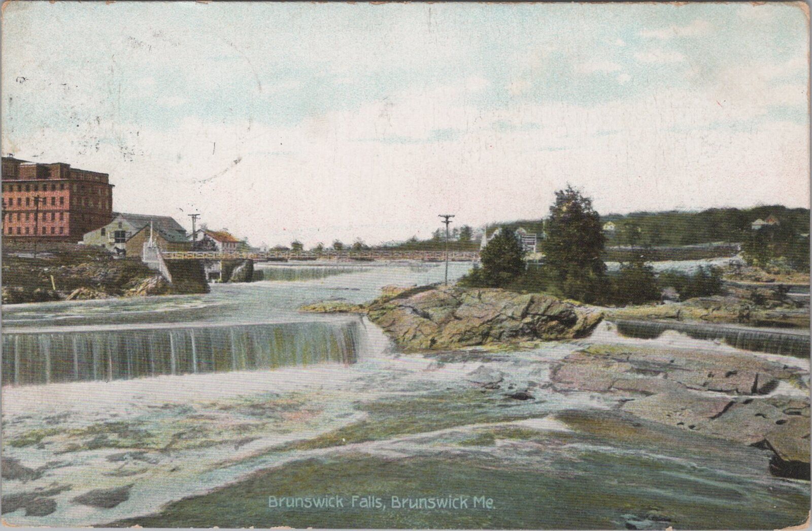 Brunswick Falls, Brunswick Maine 1908 Postcard