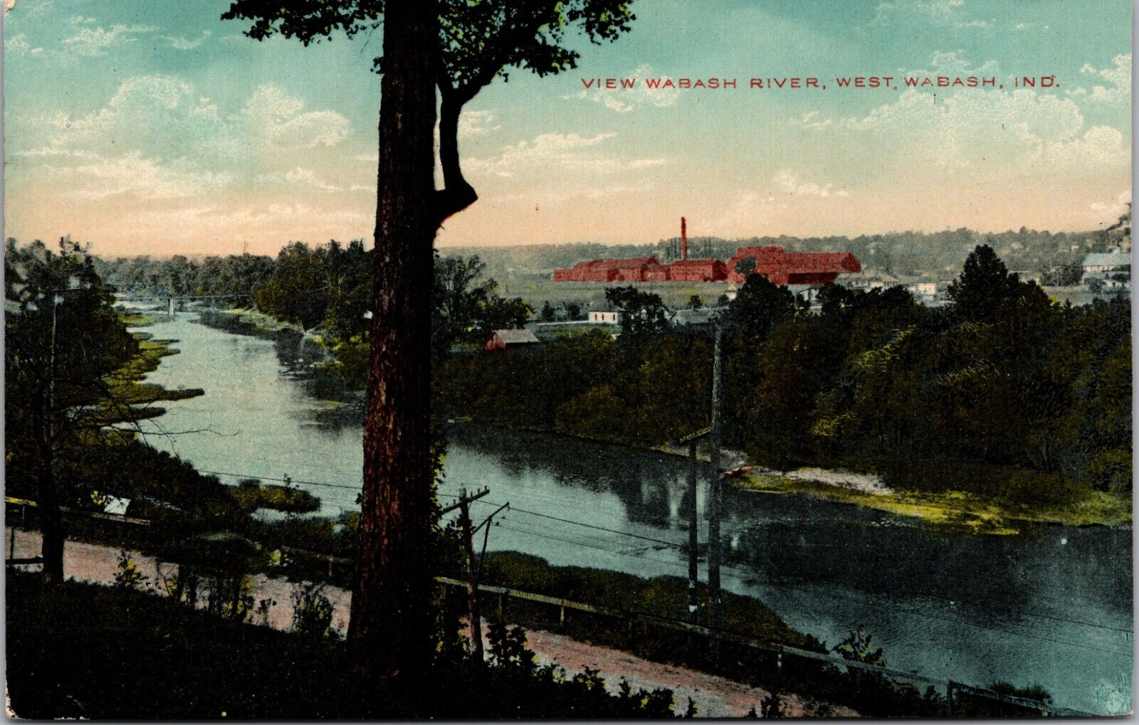 Antique Postcard Wabash Indiana River West IN IND