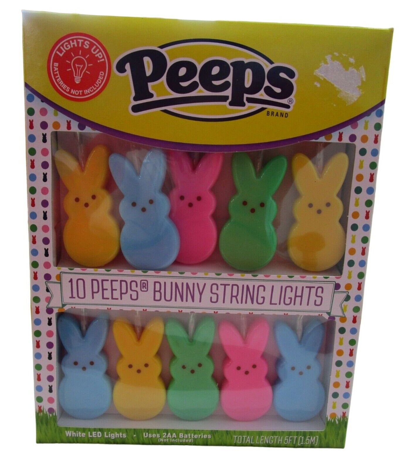 Peeps Bunny String 10 Light Batteries Not Included New Easter Bonnets or Baskets