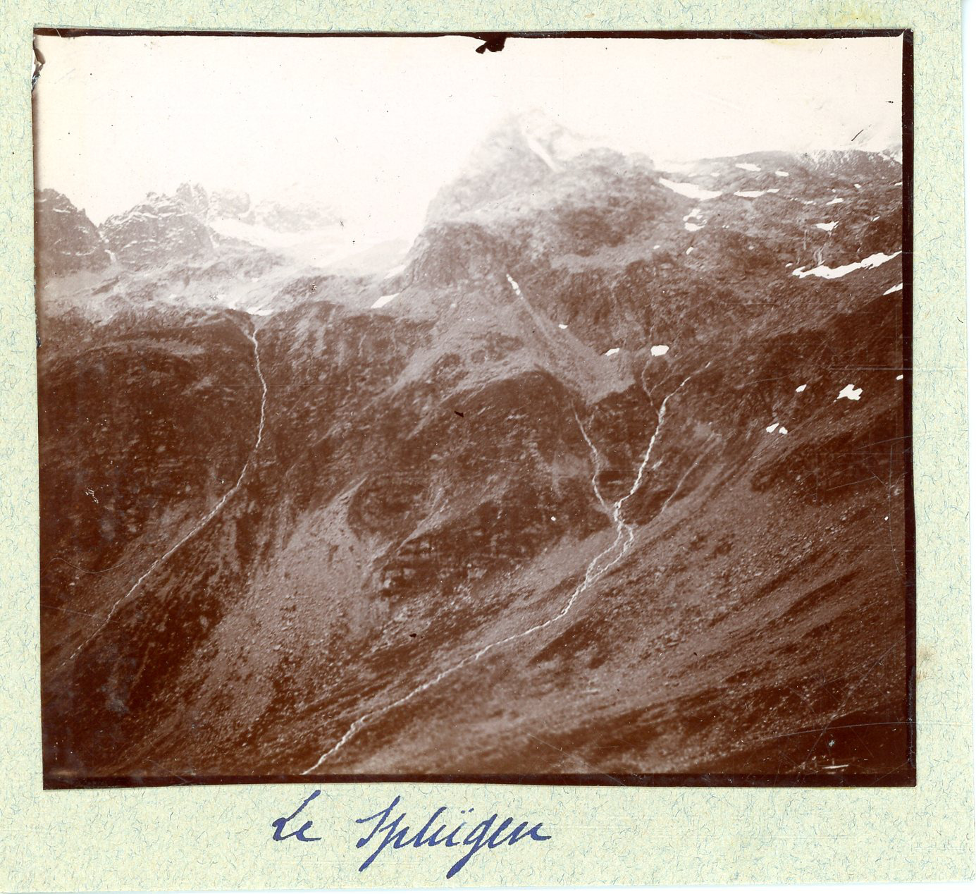 Switzerland, le Splügen vintage print, citrate print run 7x8 circa 1897 <div st