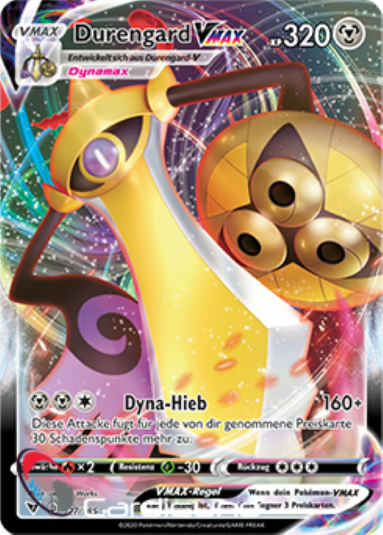 Durengard VMAX 127/185 Color Shock | Aegislash VMAX German Pokemon Trading Card