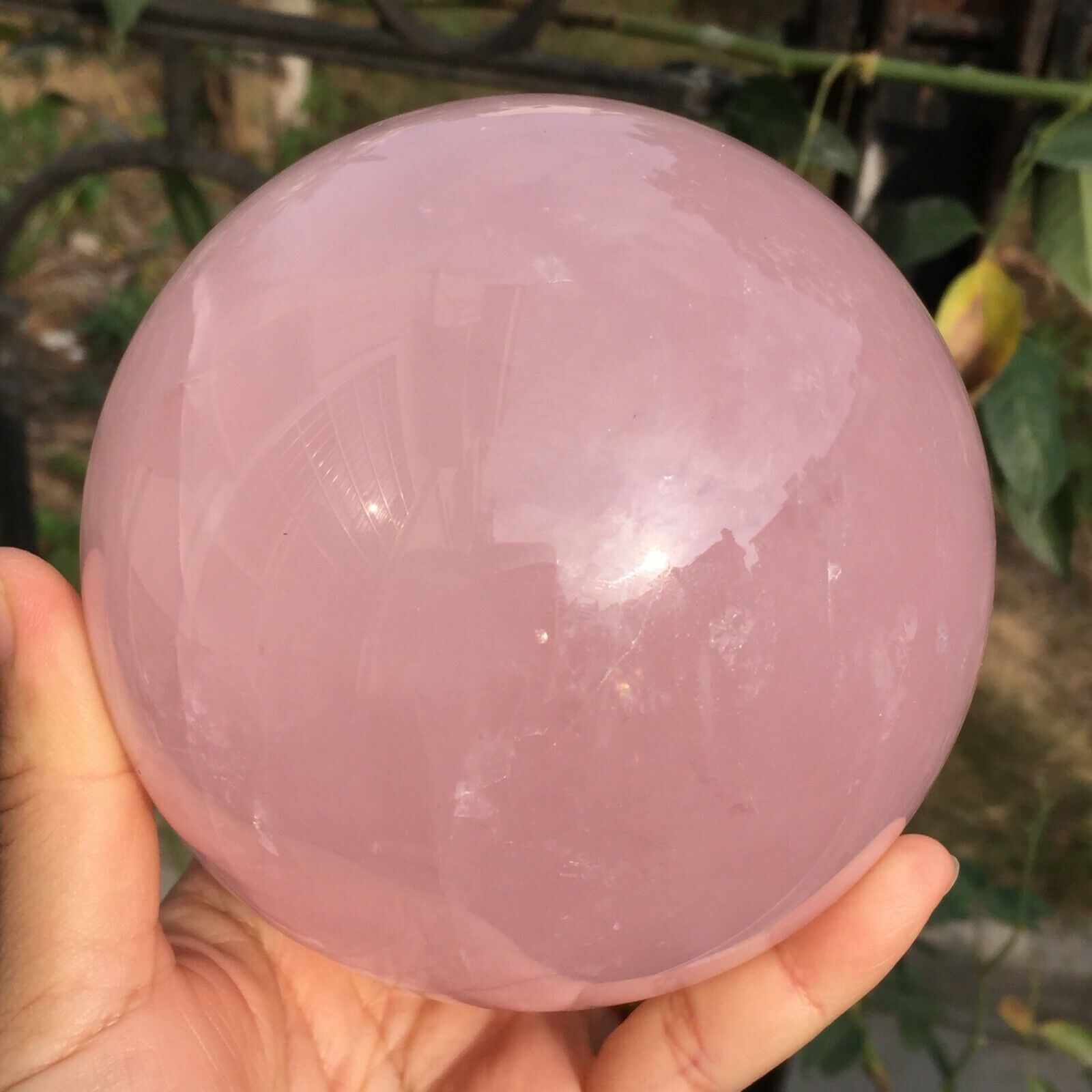 2005g Natural pink rose Quartz Sphere Crystal ball rock Healing 910