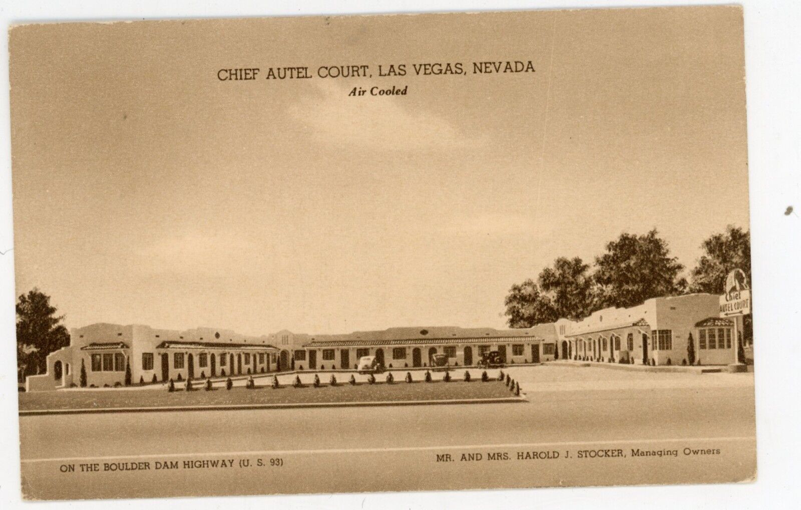 ca 1930\'s Chief Autel Court LAS VEGAS Nevada roadside motel postcard, NV