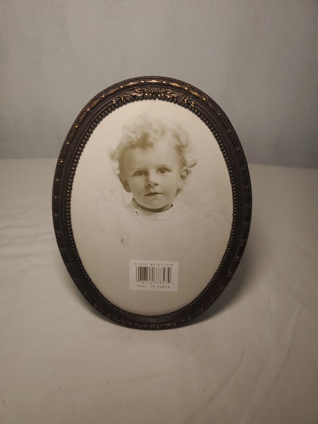 Vintage Oval Metal Ornate Picture Frame/ Bronze Tone Baroque Photo...5x7