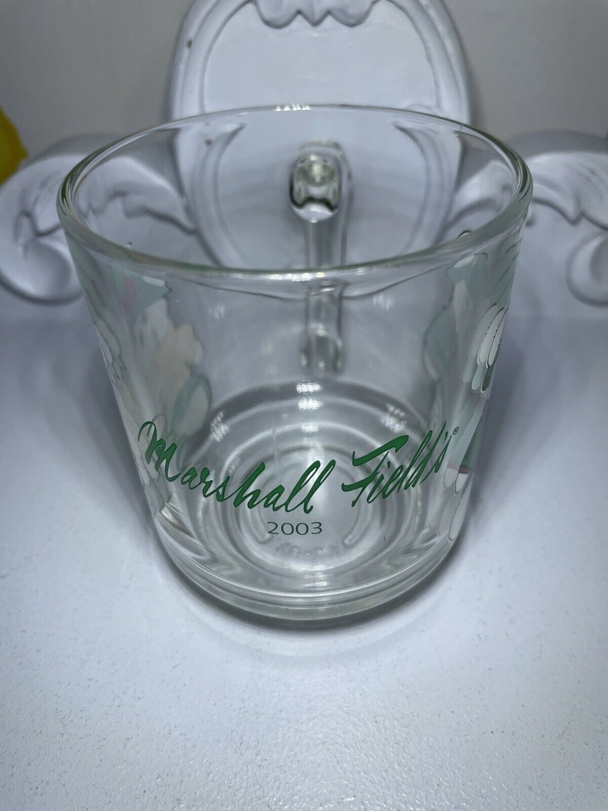 2003 Marshall Fields Holiday Christmas Bear Glass Coffee Mug 