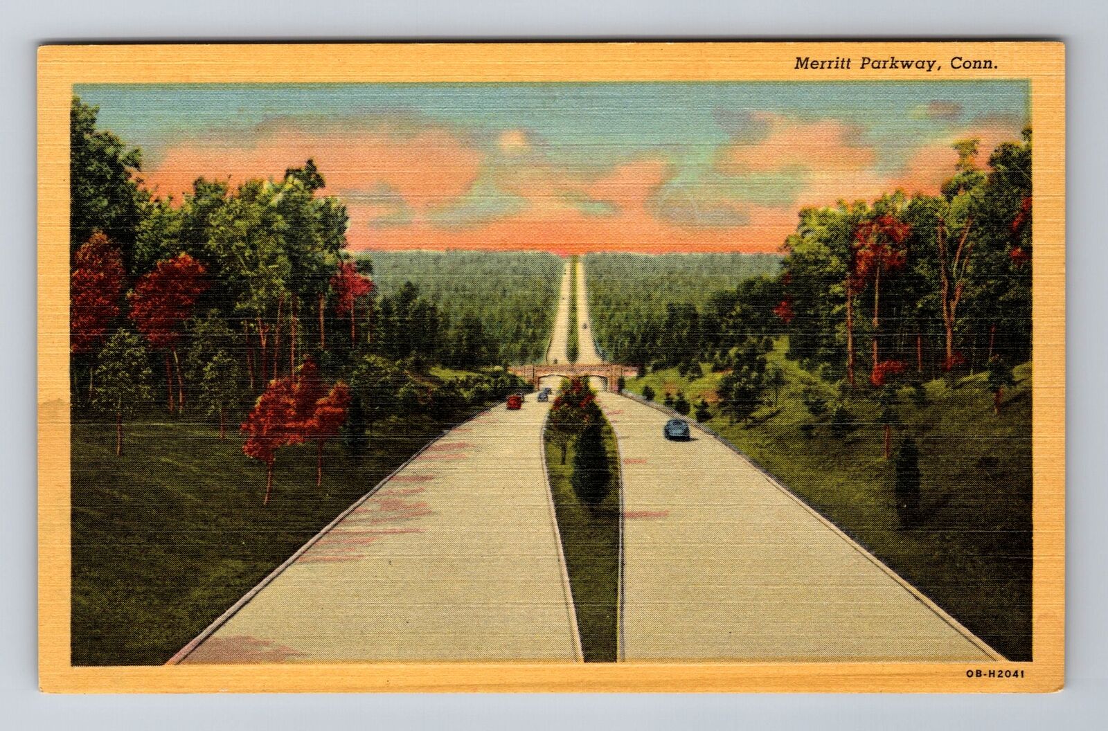CT-Connecticut, Merritt Parkway, Antique, Vintage Souvenir Postcard