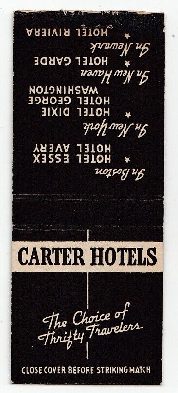 Vintage USA Carter Hotels  - Washington Matchbook cover (#5 )