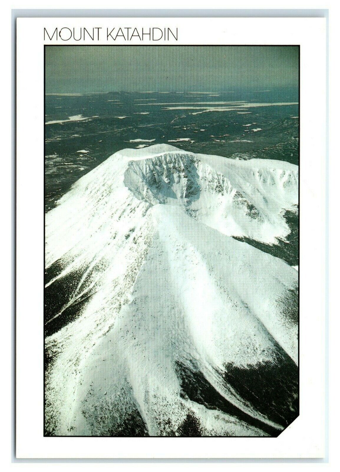 Postcard Aerial Peak of Mount Katahdin, Maine Snow Covered ME MS189 * 1