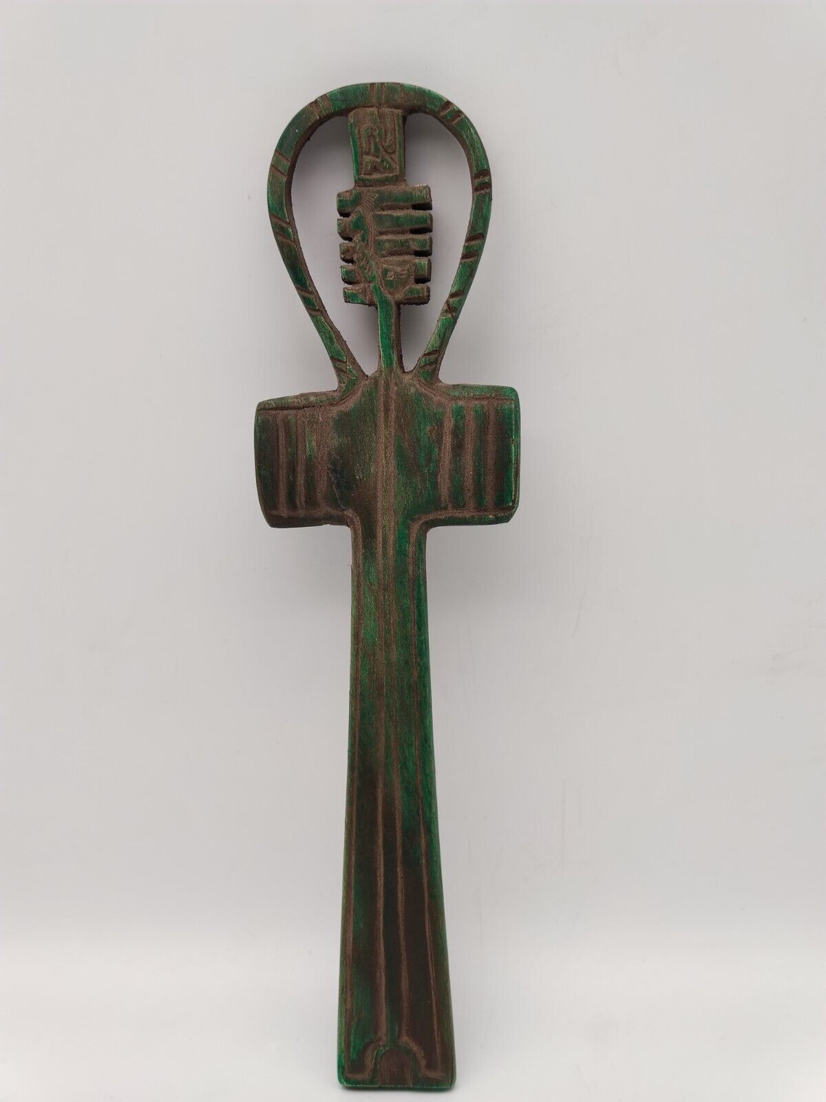 Vintage Ancient Egyptian Ankh Antique Green Life Key Stone Handmade Bazareg