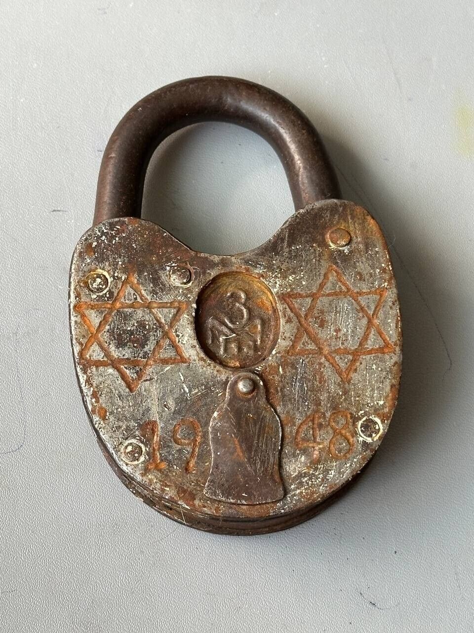 Vintage Jewish padlock David Star Judaism 1948 original item not-working