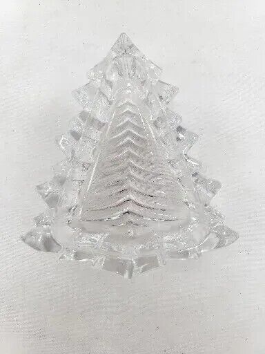 Gorham Crystal Christmas Tree Nut / Candy Dish 4 Inches Made In Germany 