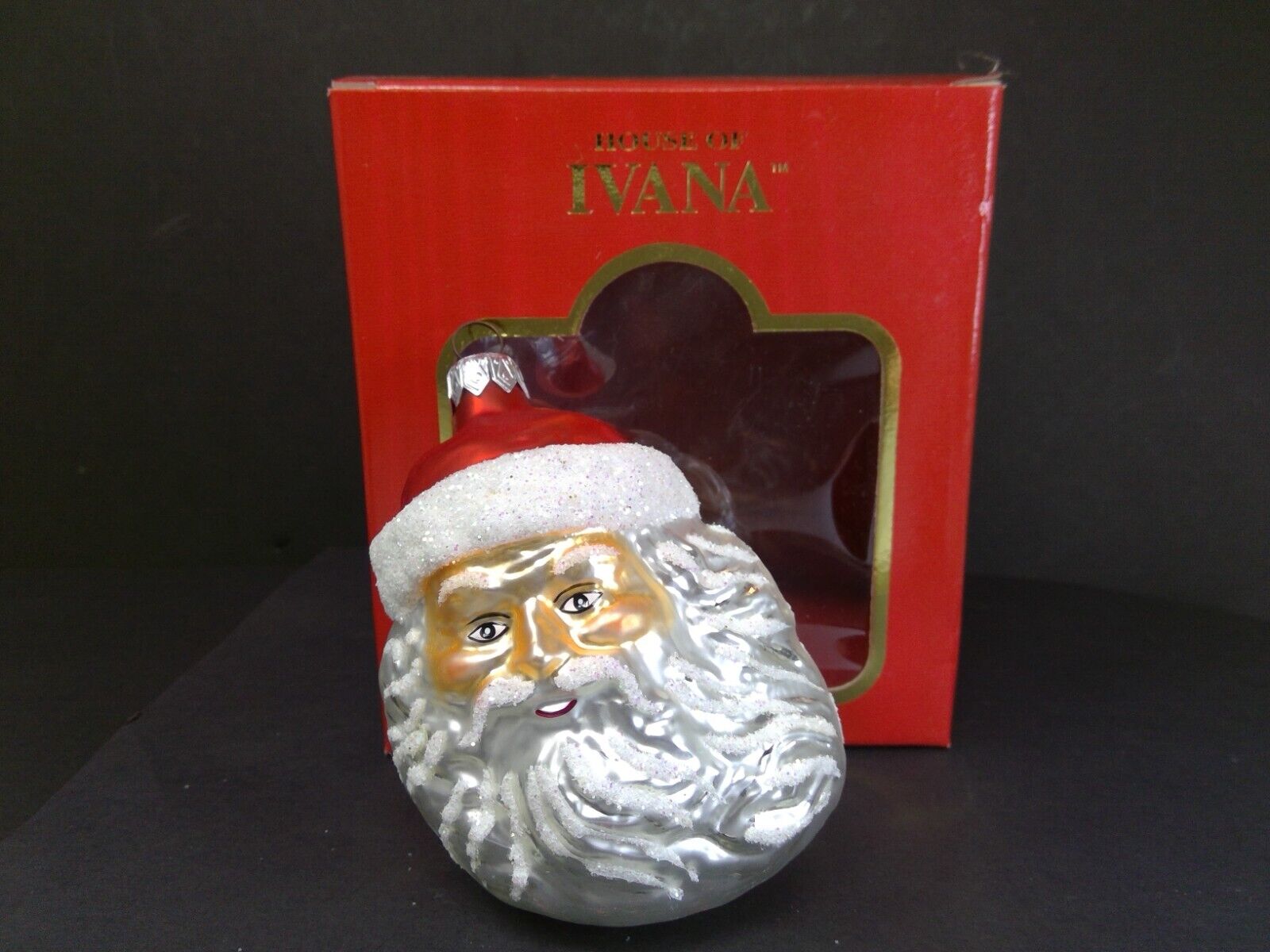 1996 House of Ivana European Glass Santa Christmas Ornament