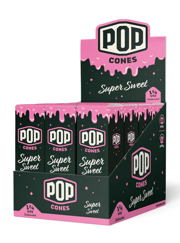 Pop Pre Roll Cones 1.25 Super Sweet Flavor (FULL BOX/24 packs of 6 cones)