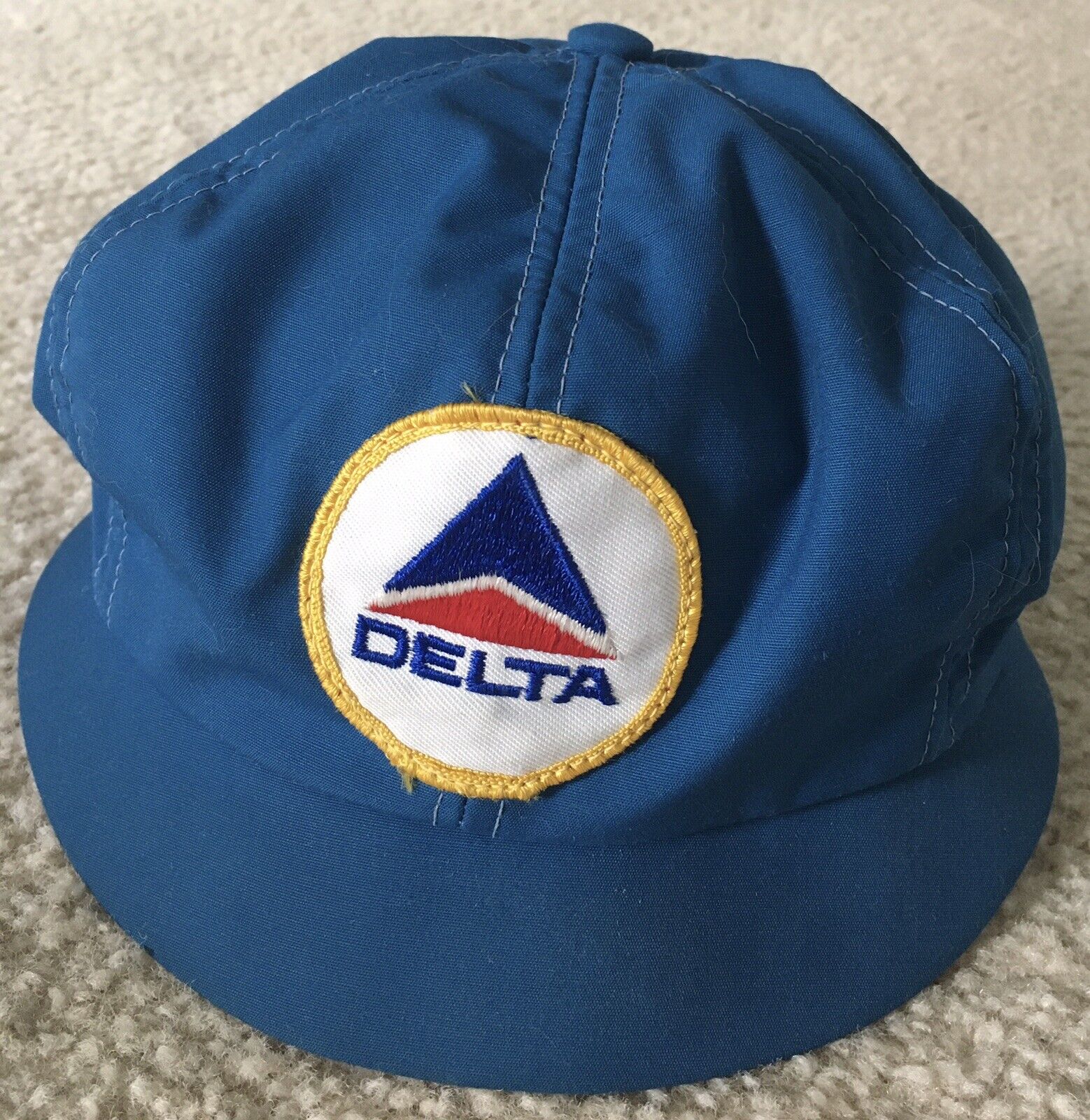 Rare Vintage Delta Air Lines Blue Canvas Hat With Embroidered Widget Logo