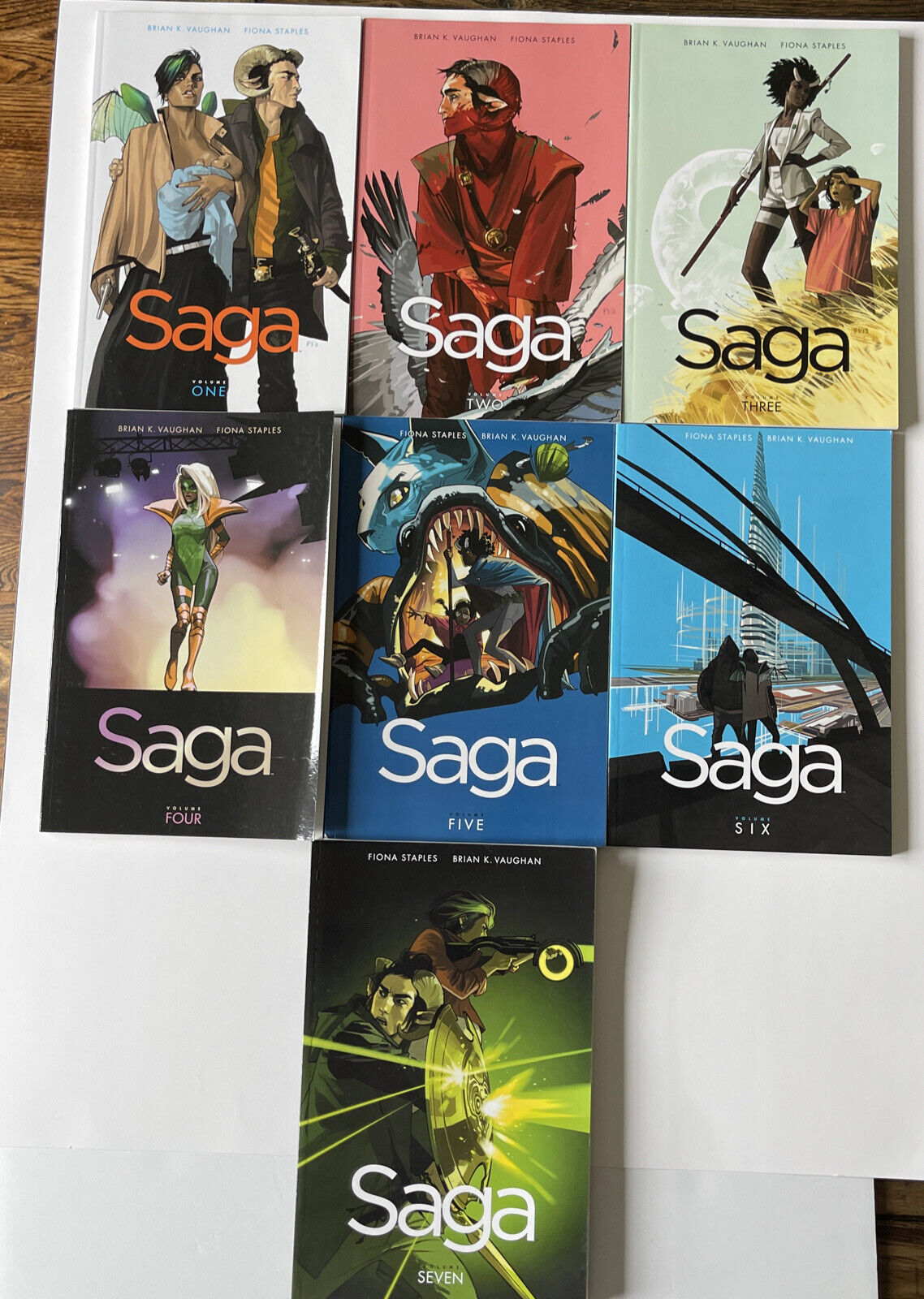 Brian K Vaughan\'s: Saga volumes 1-7 Paperback Artist Fiona Staples Graphic Novel