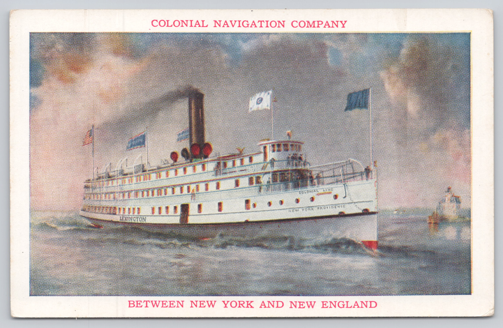 SS Lexington Colonial Line Day Ship New York to Providence RI, c1915 Postcard