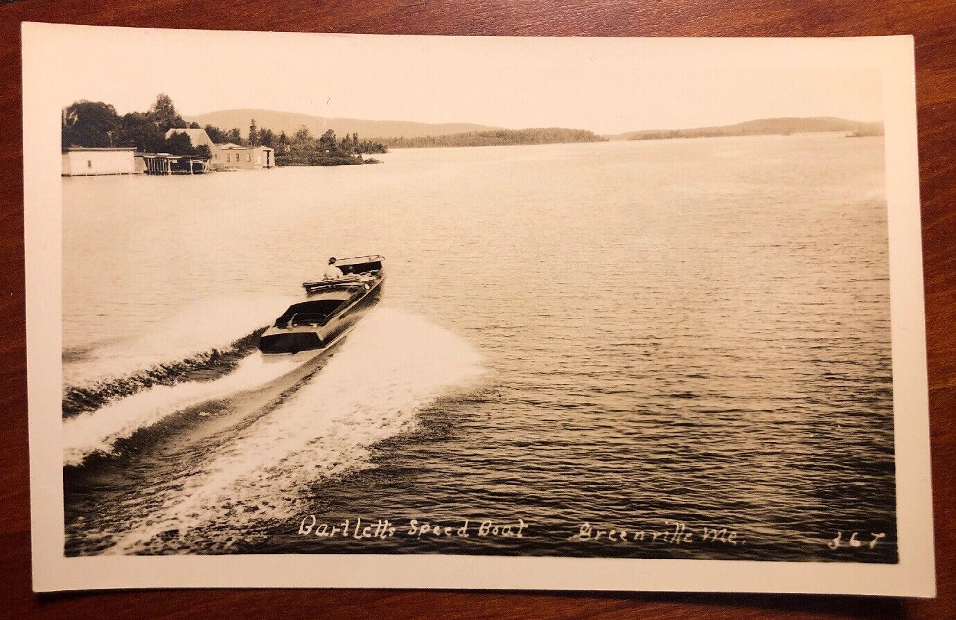 Bartlett\'s Speed Boat Greenville Maine RPPC
