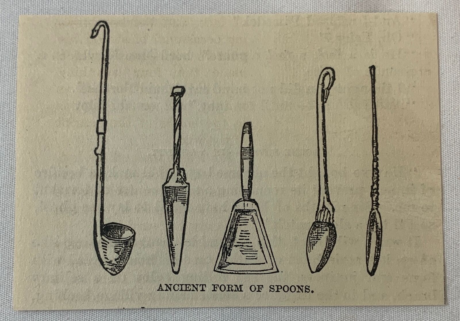 1883 small magazine engraving ~ ANCIENT FORM OF SPOONS- Pompeii Italy