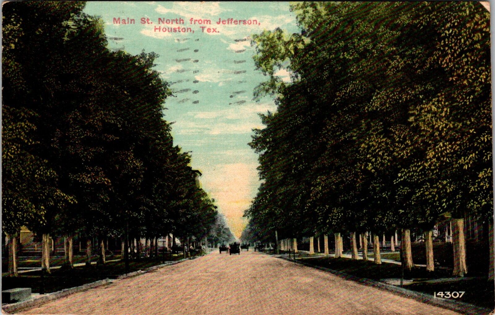 Houston, TX Main Street North from Jefferson 1910 Antique Postcard I486