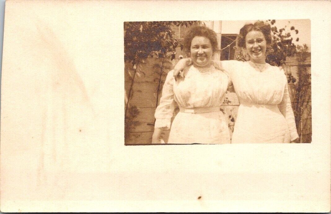 RPPC Two Young Women Location Unknown Antique Postcard B22