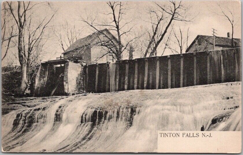 Vintage TINTON FALLS, New Jersey Postcard Falls View / 1908 Red Bank Cancel
