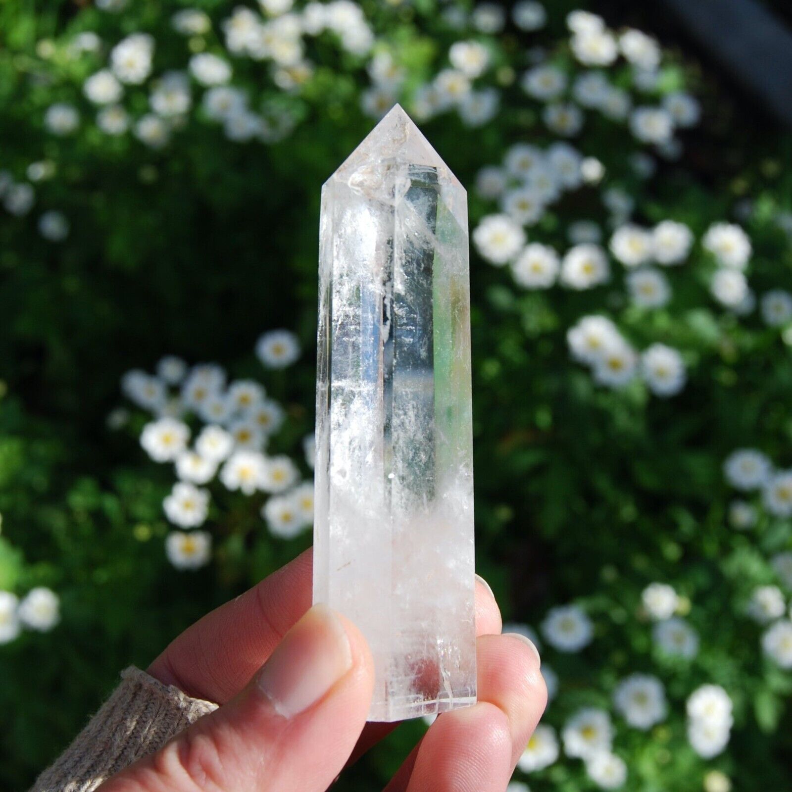 3~4 inch Natural Clear Quartz Wand Tower Single Point Obelisk Crystal Decoration