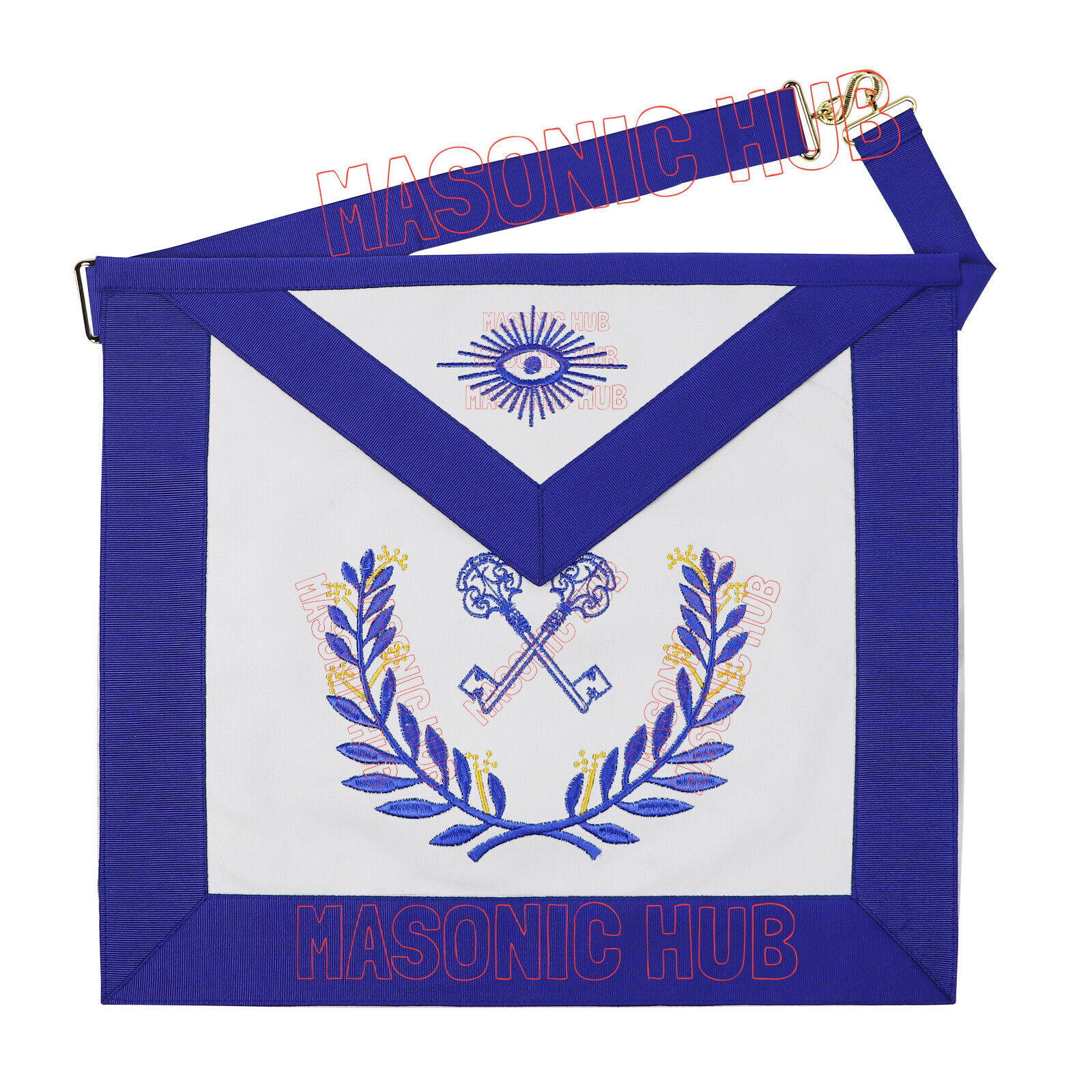 Masonic Regalia Blue Lodge TREASURE Lambskin Aprons - - MACHINE EMBROIDERY LOGO